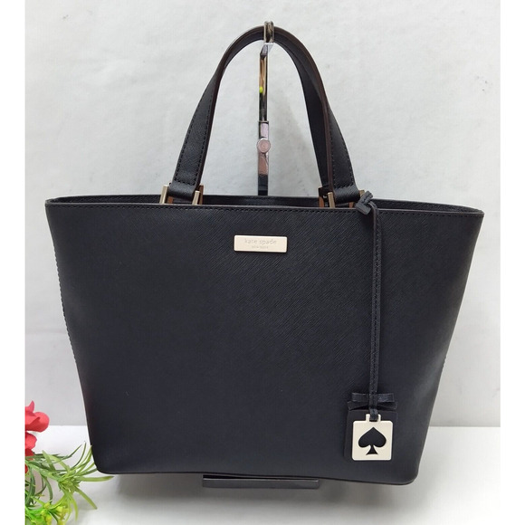 Kate Spade New York Juno Black Leather Double Handles Tote Bag - Picture 1 of 16